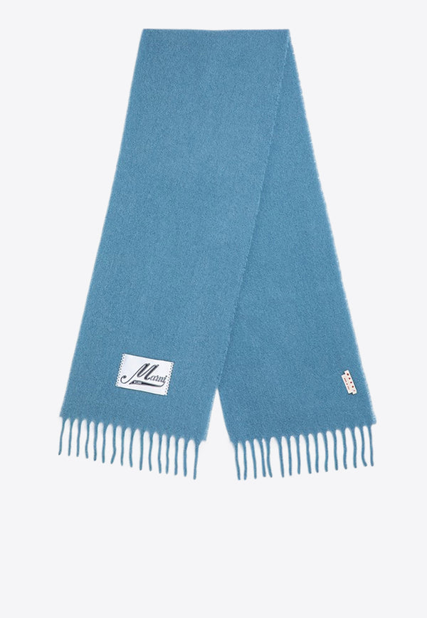 Marni Logo Patch Alpaca Fringed Scarf Blue SCMC0059Y0UTW918/P_MARNI-00B47