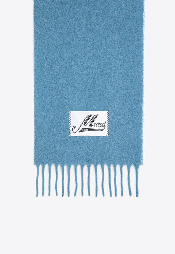 Marni Logo Patch Alpaca Fringed Scarf Blue SCMC0059Y0UTW918/P_MARNI-00B47