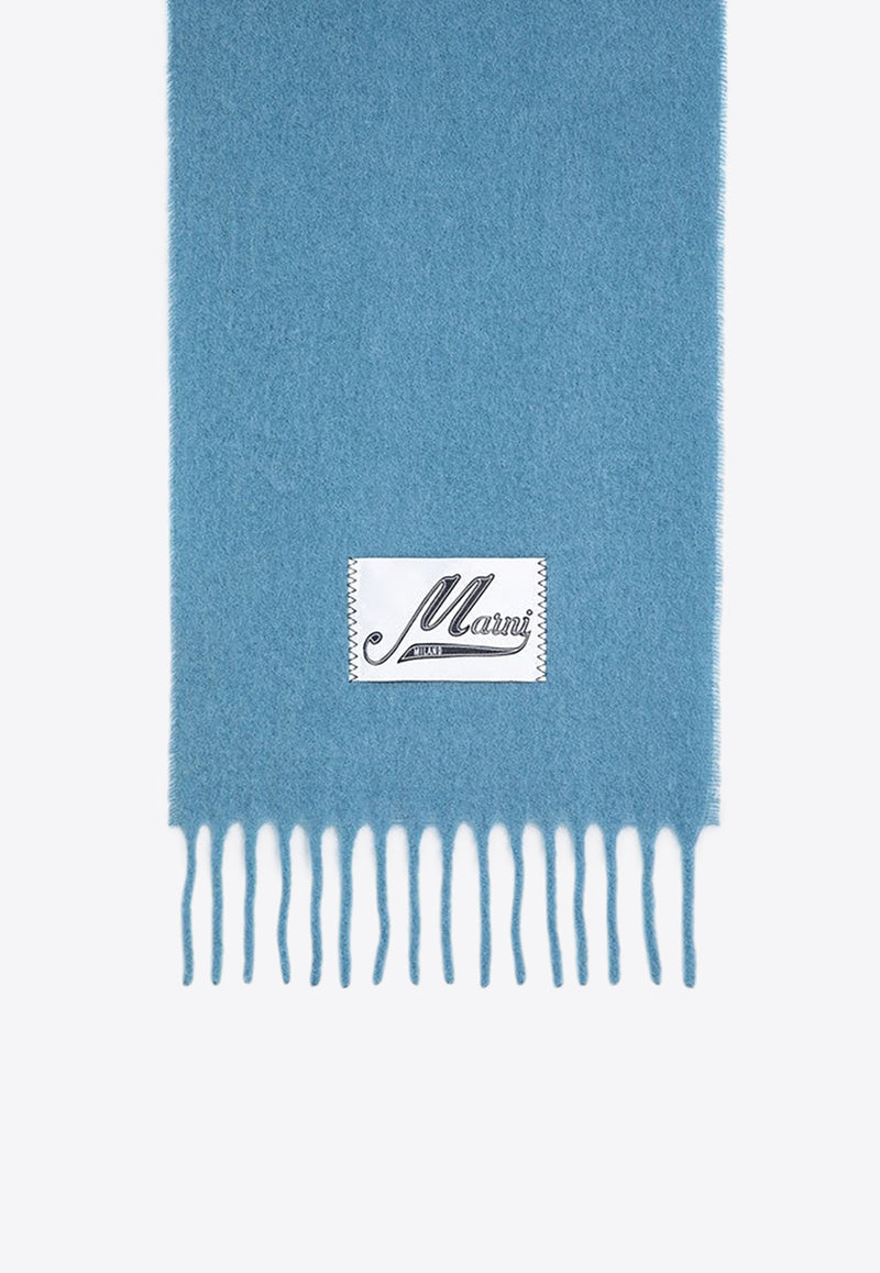 Marni Logo Patch Alpaca Fringed Scarf Blue SCMC0059Y0UTW918/P_MARNI-00B47