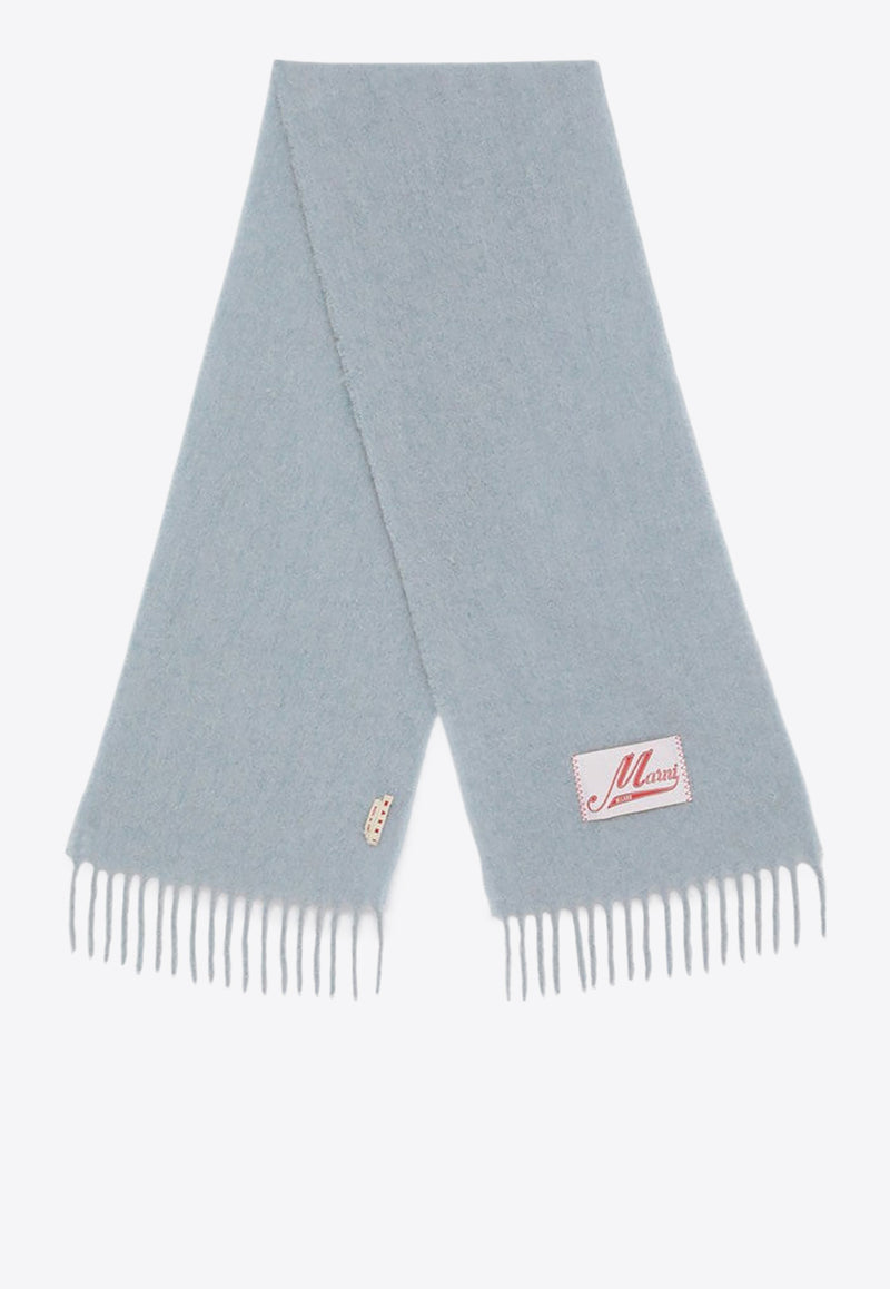 Marni Logo Patch Alpaca Fringed Scarf Light Blue SCMC0059Y0UTW918/P_MARNI-00B50