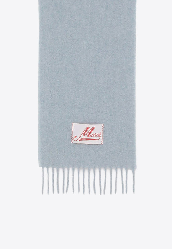 Marni Logo Patch Alpaca Fringed Scarf Light Blue SCMC0059Y0UTW918/P_MARNI-00B50