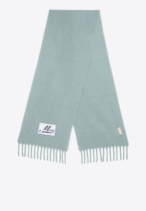 Marni Logo Patch Alpaca Fringed Scarf  Turquoise SCMC0059Y0UTW918/P_MARNI-00V19