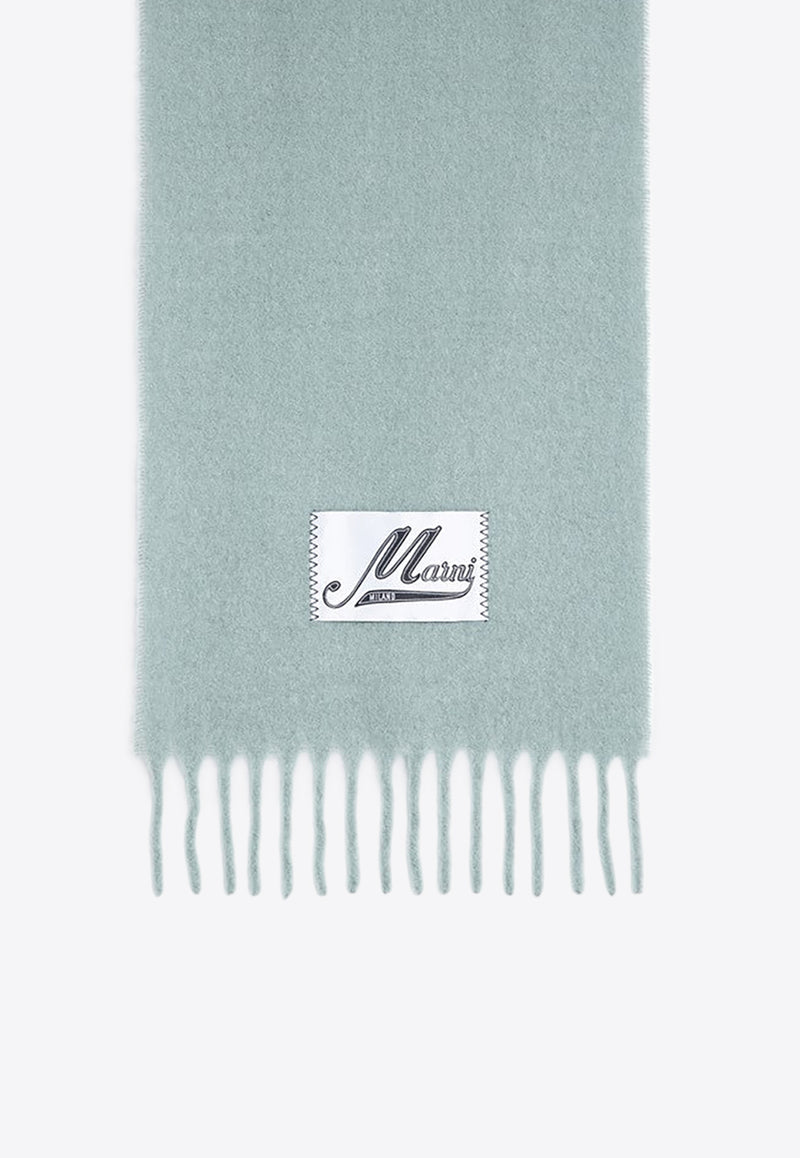 Marni Logo Patch Alpaca Fringed Scarf  Turquoise SCMC0059Y0UTW918/P_MARNI-00V19