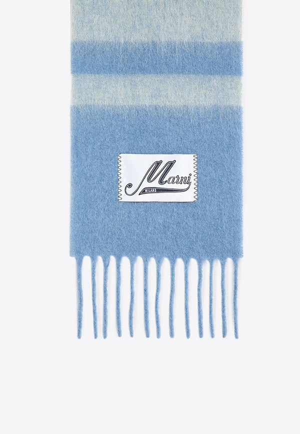 Marni Striped Alpaca-Mohair Scarf Light Blue SCMC0122Y0UAW037/P_MARNI-STB47