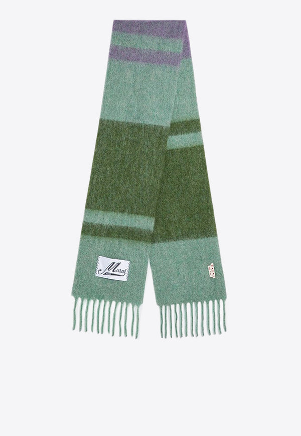 Marni Striped Alpaca-Mohair Scarf Green SCMC0122Y0UAW037/P_MARNI-STV40