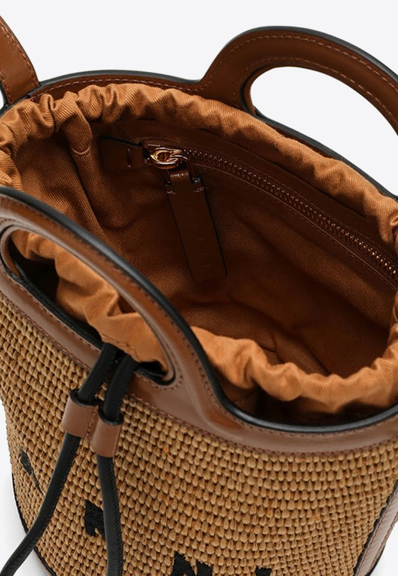 Marni Tropicalia Leather and Raffia Bucket Bag Brown SCMP0056Q1P3860/O_MARNI-00M50