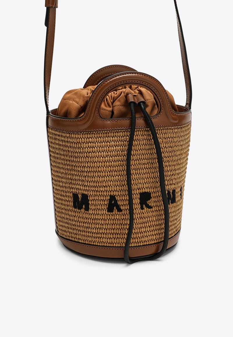 Marni Tropicalia Leather and Raffia Bucket Bag Brown SCMP0056Q1P3860/O_MARNI-00M50