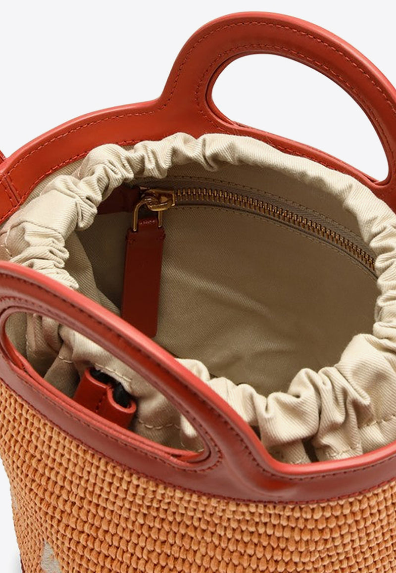 Marni Tropicalia Leather and Raffia Bucket Bag Orange SCMP0056Q1P3860/O_MARNI-ZO709