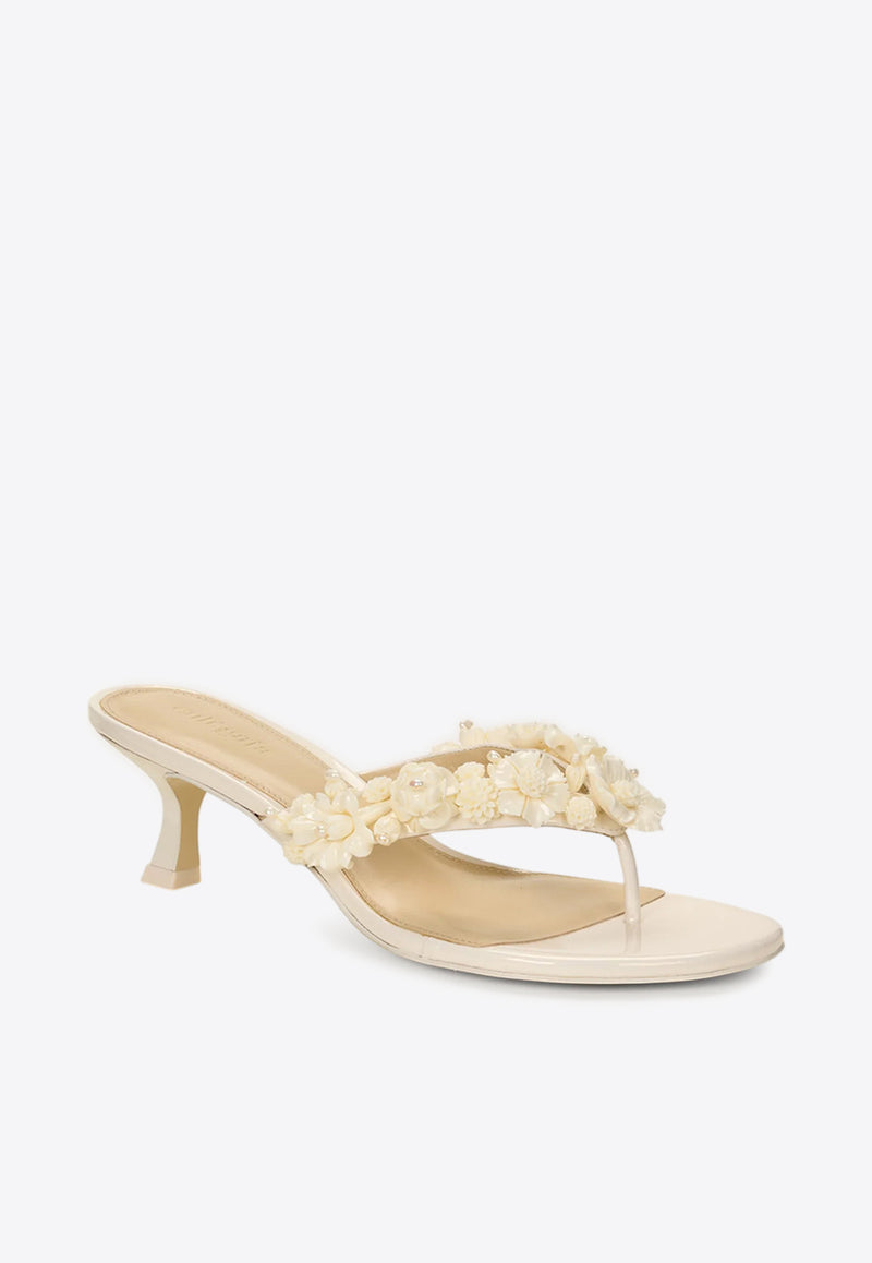 Cult Gaia Avery 55 Floral Thong Sandals Ivory SD2847LR2591_IVORY