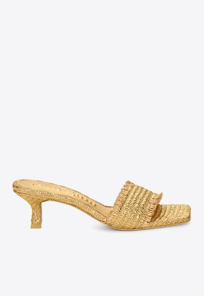 Cult Gaia Ada 60 Metallic Straw Mules Gold SD3266RF2984_GOLD