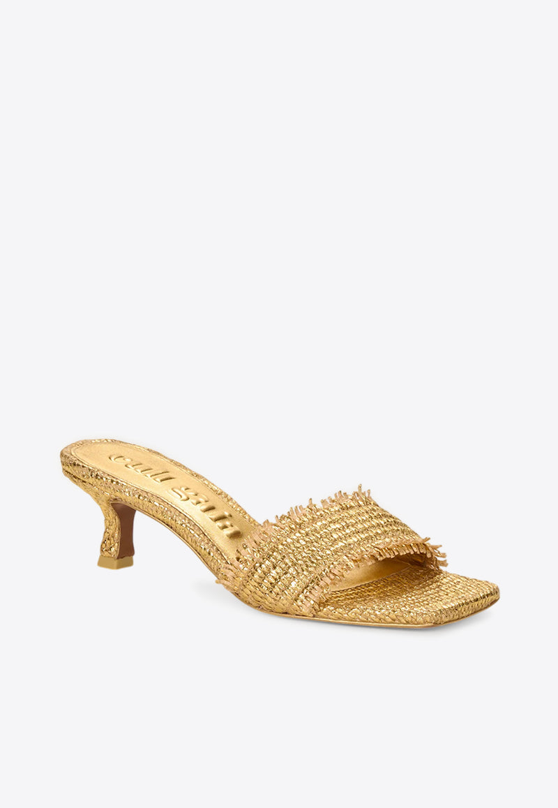 Cult Gaia Ada 60 Metallic Straw Mules Gold SD3266RF2984_GOLD