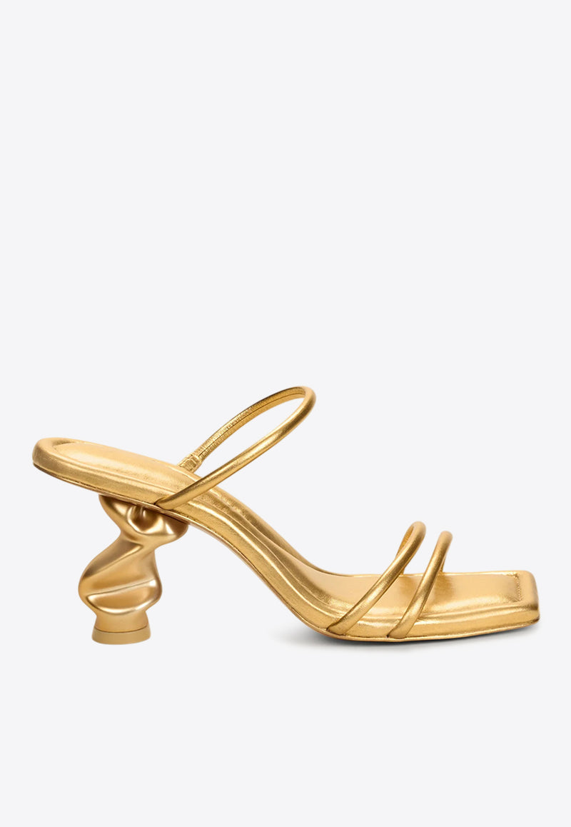 Cult Gaia Seraphina 80 Metallic Leather Sandals Gold SD3654NP1464_GOLD