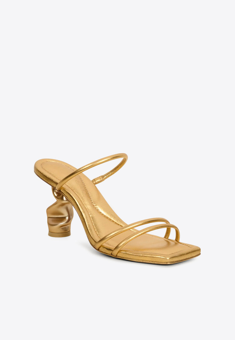 Cult Gaia Seraphina 80 Metallic Leather Sandals Gold SD3654NP1464_GOLD