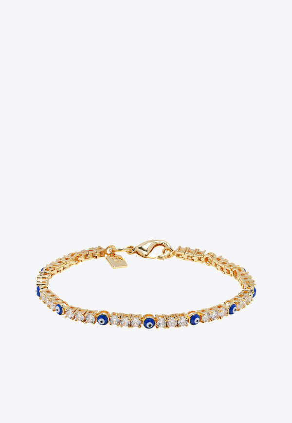 Crystal Haze Jewelry Serena X Evil Eye Crystal Embellished Bracelet Gold SERENAX EVIL EYE BRACELETBLUE MULTI