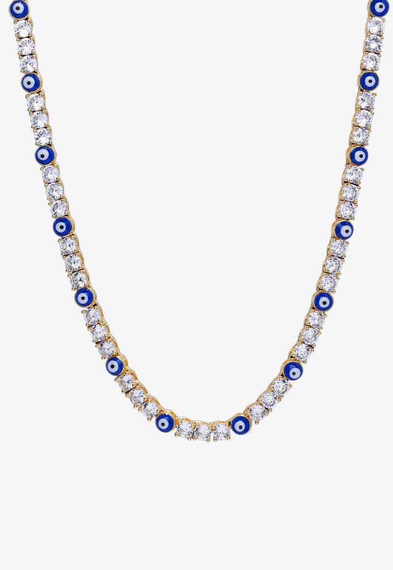 Crystal Haze Jewelry Serena X Evil Eye Crystal Embellished Necklace Blue SERENAX EVIL EYE NECKLACEBLUE MULTI