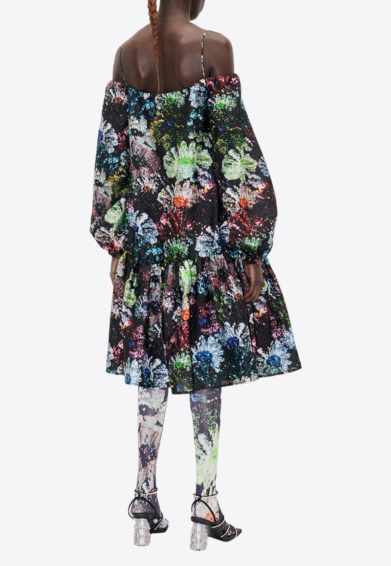 Stine Goya Zora Off-Shoulder Floral Midi Dress SG5408BLACK MULTI