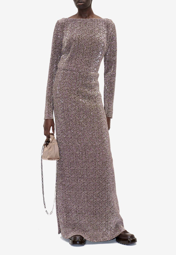 Stine Goya Carsoni Sequin Embellished Maxi Dress SG5415BROWN MULTI
