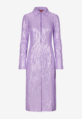 Stine Goya Sonja Sequined Midi Shirt Dress Purple SG5709LILAC/LAVENDAR