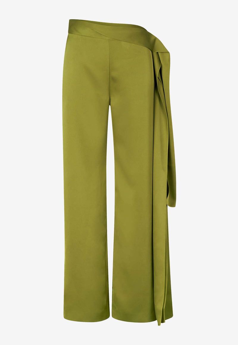 Stine Goya Gracie Straight-Leg Draped Pants Green SG5861GREEN