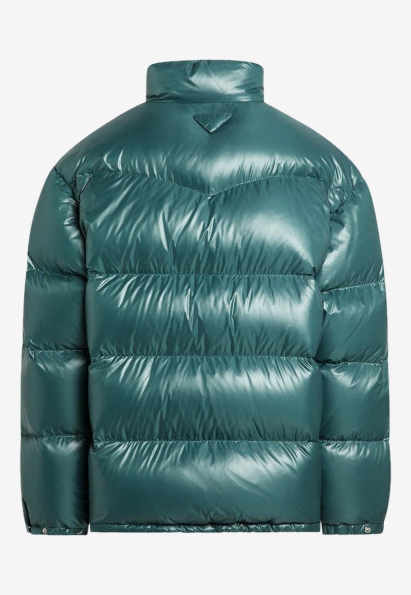 Prada Triangle Logo Glossy Down Jacket Teal SGC997OOO17XS/R_PRADA-F0491