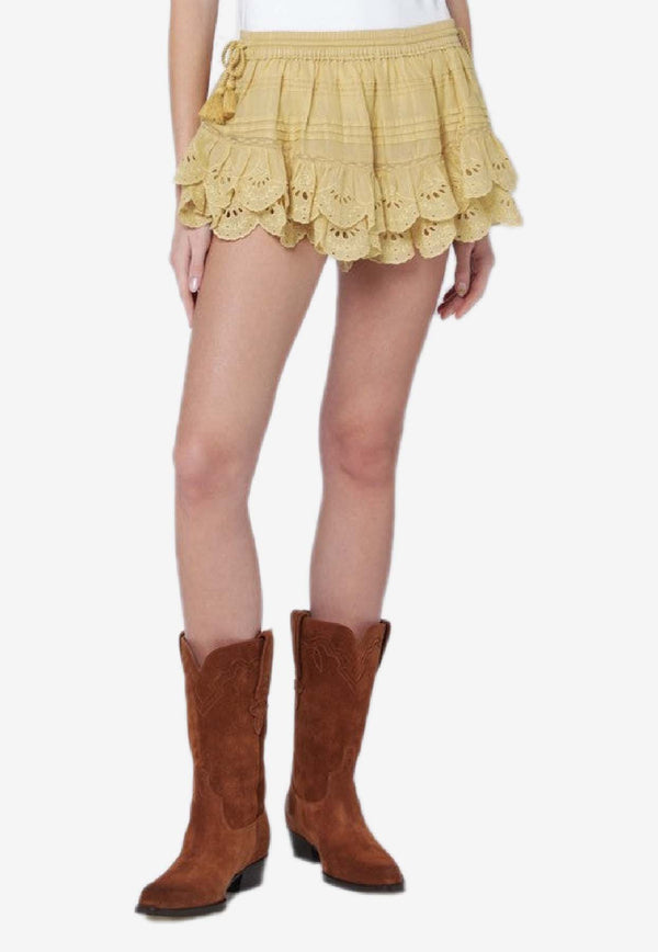 Isabel Marant Étoile Puria Ruffled Mini Shorts Yellow SH0255FAD1J05E/S_ISAET-10LC