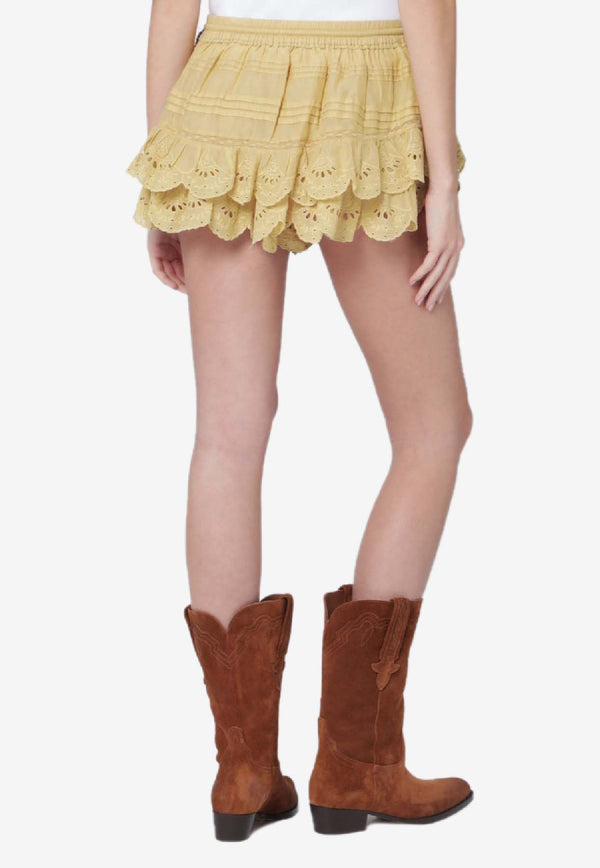 Isabel Marant Étoile Puria Ruffled Mini Shorts Yellow SH0255FAD1J05E/S_ISAET-10LC