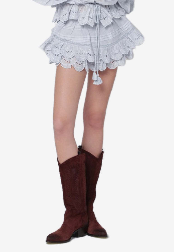 Isabel Marant Étoile Puria Ruffled Mini Shorts Light Blue SH0255FAD1J05E/S_ISAET-30LU