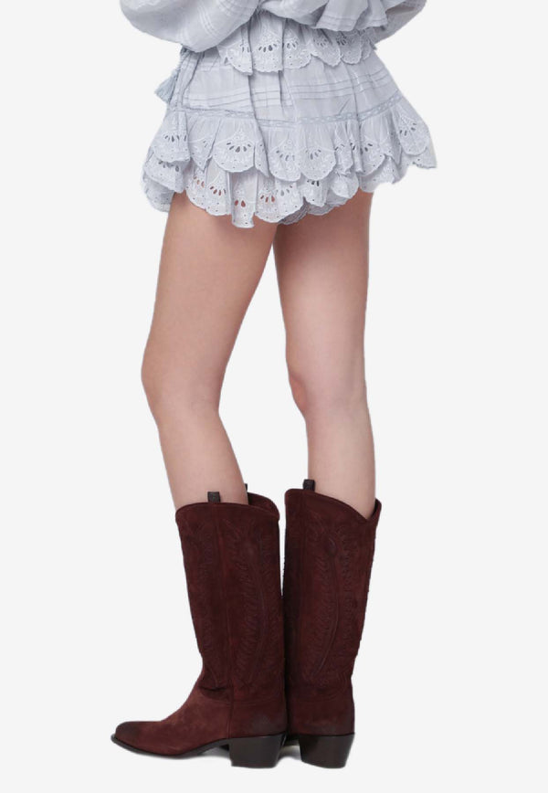 Isabel Marant Étoile Puria Ruffled Mini Shorts Light Blue SH0255FAD1J05E/S_ISAET-30LU