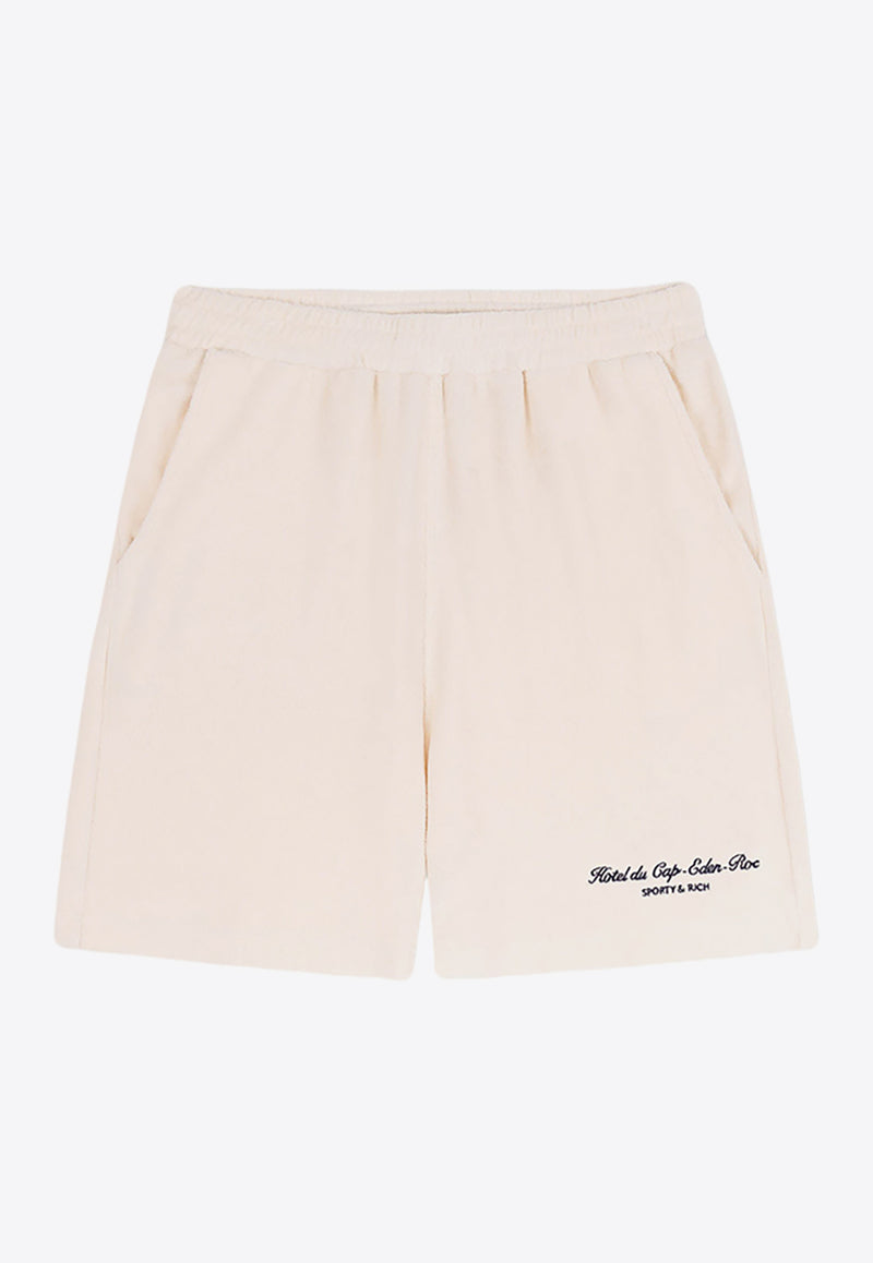 Sporty & Rich Hotel du Cap Cursive Mini Terry Shorts Cream SH027501651CR01CREAM