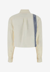 JW Anderson Cropped Shirt with Branded-Stripe White SH0384-PG1898_WHITE MULT