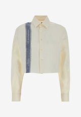 JW Anderson Cropped Shirt with Branded-Stripe White SH0384-PG1898_WHITE MULT