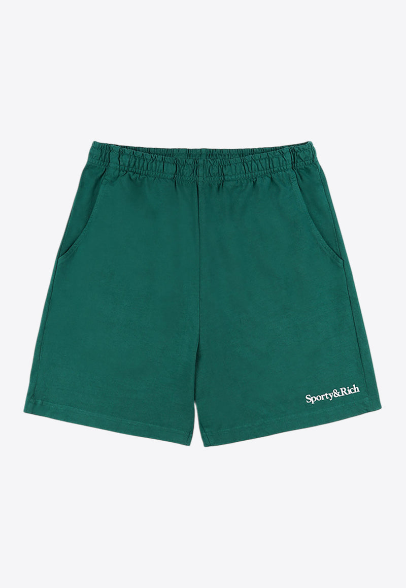 Sporty & Rich Serif Logo Gym Track Shorts Green SH039516300GR03GREEN