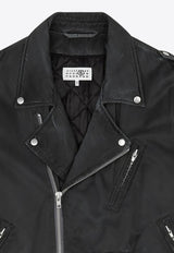 MM6 Maison Margiela Washed-Effect Biker Jacket Black SH0AM0066M35452/R_MM6-899