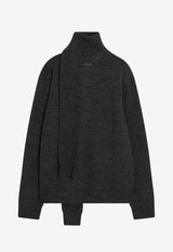 MM6 Maison Margiela Wool-Blend Cardigan with Scarf Gray SH0HP0010M13140_MM6-855M