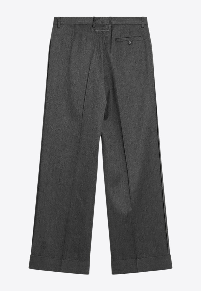 MM6 Maison Margiela Wide Wool-Blend Tailored Pants Gray SH0KA0047S47848/R_MM6-860M