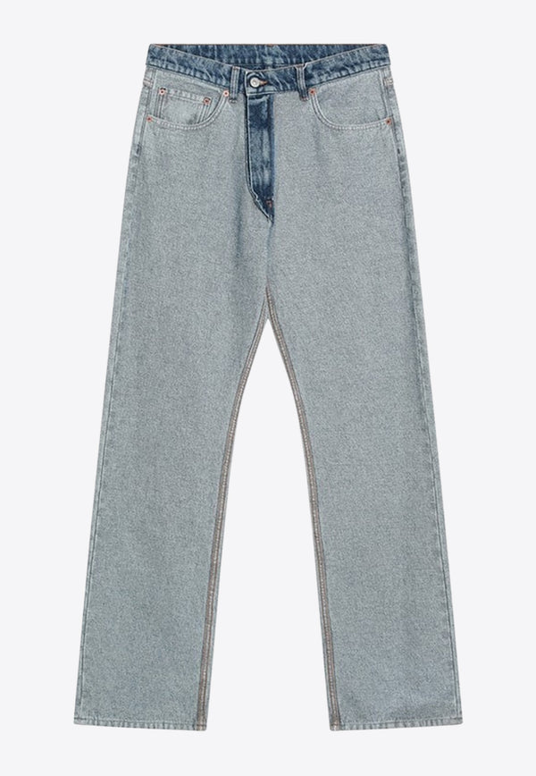 MM6 Maison Margiela Two-Toned Washed Straight-Leg Jeans Light Blue SH0LA0026M30018/R_MM6-967