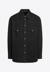 Lemaire Western Shirt with Contrast-Stitching Black SH1193LF1475/R_LEMAI-BK999