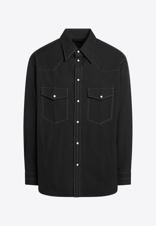 Lemaire Western Shirt with Contrast-Stitching Black SH1193LF1475/R_LEMAI-BK999