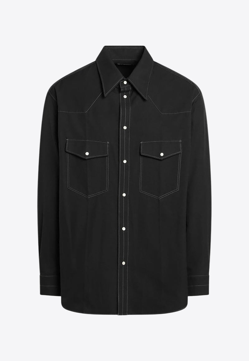 Lemaire Western Shirt with Contrast-Stitching Black SH1193LF1475/R_LEMAI-BK999