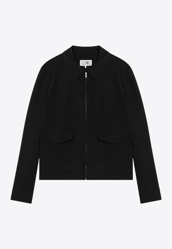 MM6 Maison Margiela Silk Zip-Up Jacket Black SH2AM0028M35441/Q_MM6-900