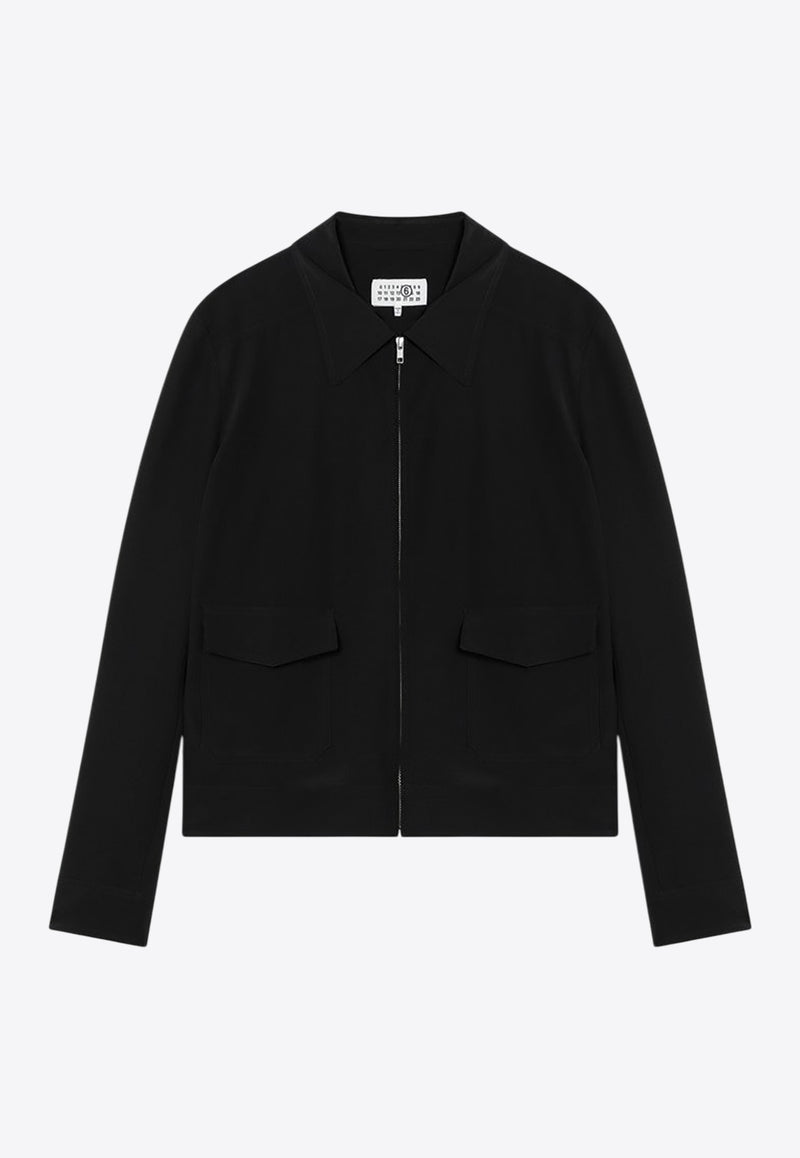 MM6 Maison Margiela Silk Zip-Up Jacket Black SH2AM0028M35441/Q_MM6-900