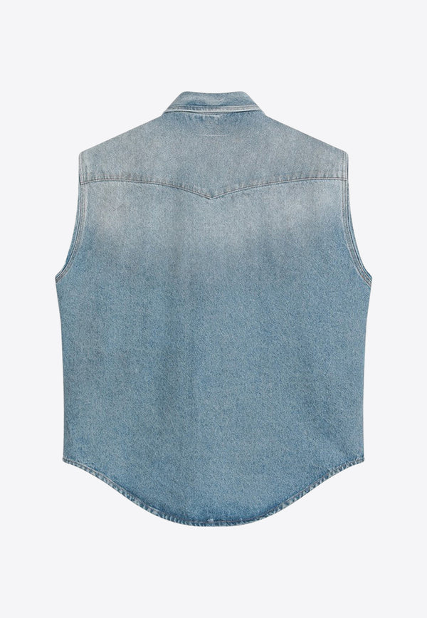MM6 Maison Margiela Distressed Faded Denim Vest Blue SH2DR0003M30018/Q_MM6-964