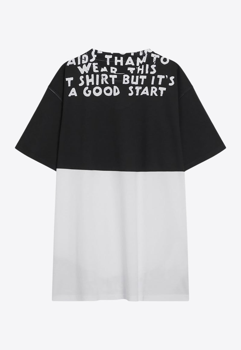 MM6 Maison Margiela Aids Print Colorblocked T-shirt Monochrome SH2GC0033M20048_MM6-100