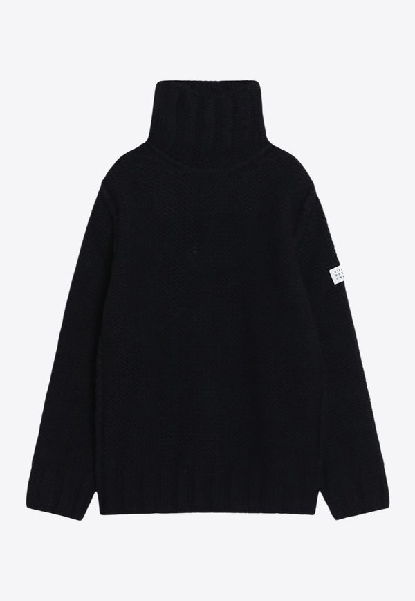 MM6 Maison Margiela Logo Patch Wool Turtleneck Sweater Black SH2HA0008M13166_MM6-900