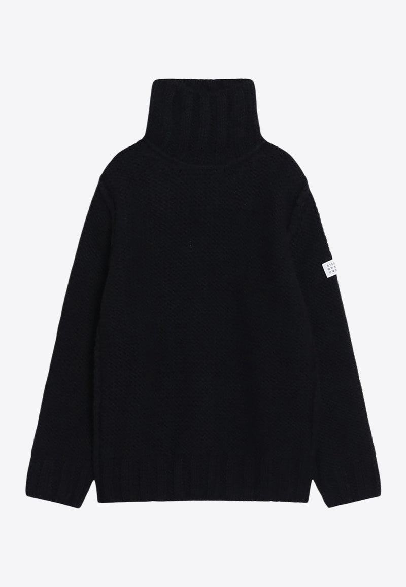 MM6 Maison Margiela Logo Patch Wool Turtleneck Sweater Black SH2HA0008M13166_MM6-900