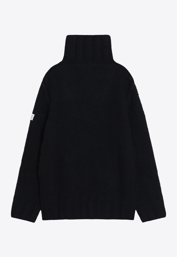 MM6 Maison Margiela Logo Patch Wool Turtleneck Sweater Black SH2HA0008M13166_MM6-900