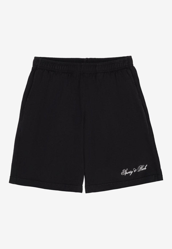 Sporty & Rich Cursive Logo Mini Gym Shorts SH853BKBLACK/WHITE