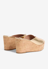 Malone Souliers Shanina 70 Leather Wedge Sandals SHANINA 70-1 ANTIQUE GOLD