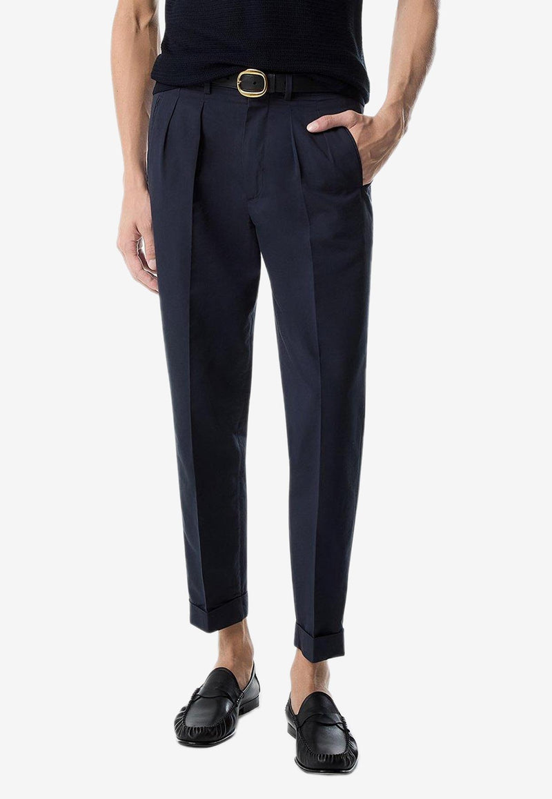 Tom Ford Double-Pleat Tailored Pants SHP006-FMC207S25 HB825 Blue