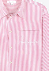 Sporty & Rich Hotel du Cap Cursive Oversized Shirt Pink SI006501651ST64PINK